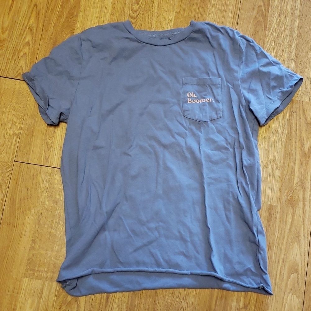 OK Boomer periwinkle baby tee sz L